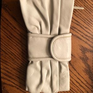 Cream leather clutch